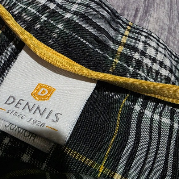 DENNIS JUNIOR Plaid Skirt Women's Green White Yellow Button Detail Schoolgirl - Picture 4 of 12